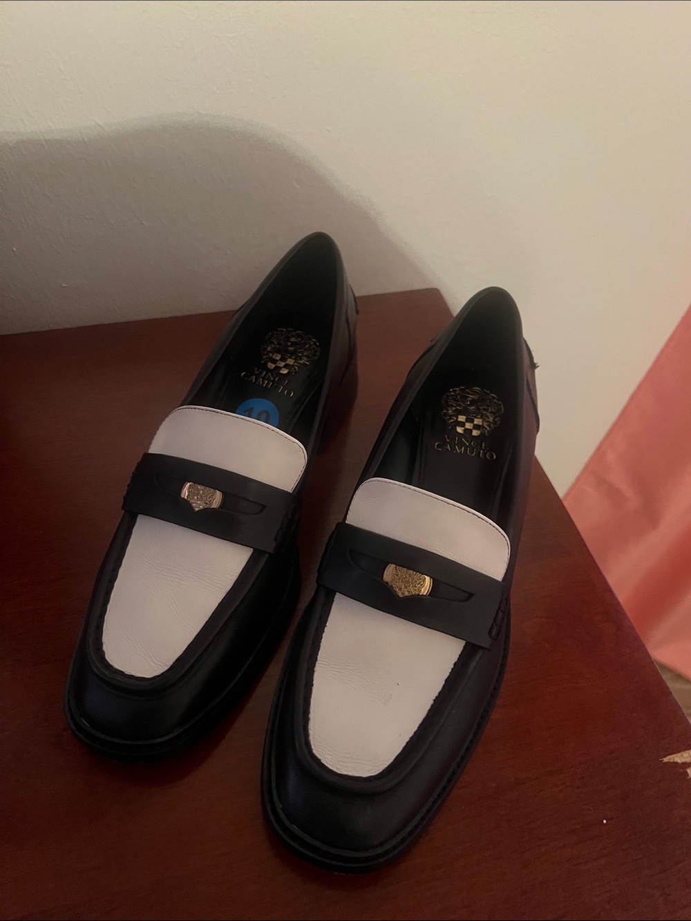 Black & White Leather Penny Loafers